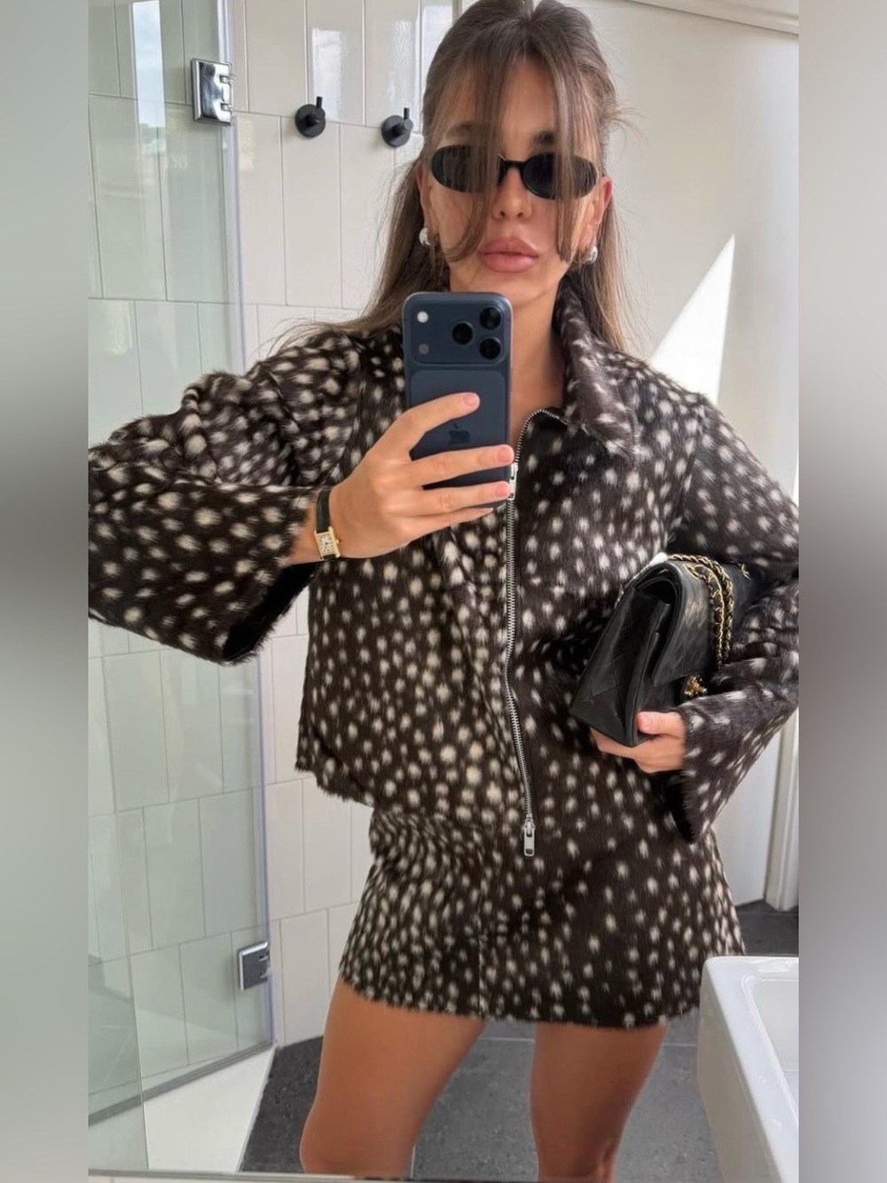 Bambi print faux fur jacket